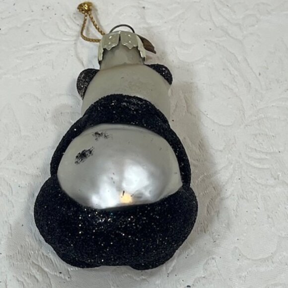 VTG Glitter Panda Bear Holiday Christmas Blown Glass Tree Ornament - Picture 4 of 7